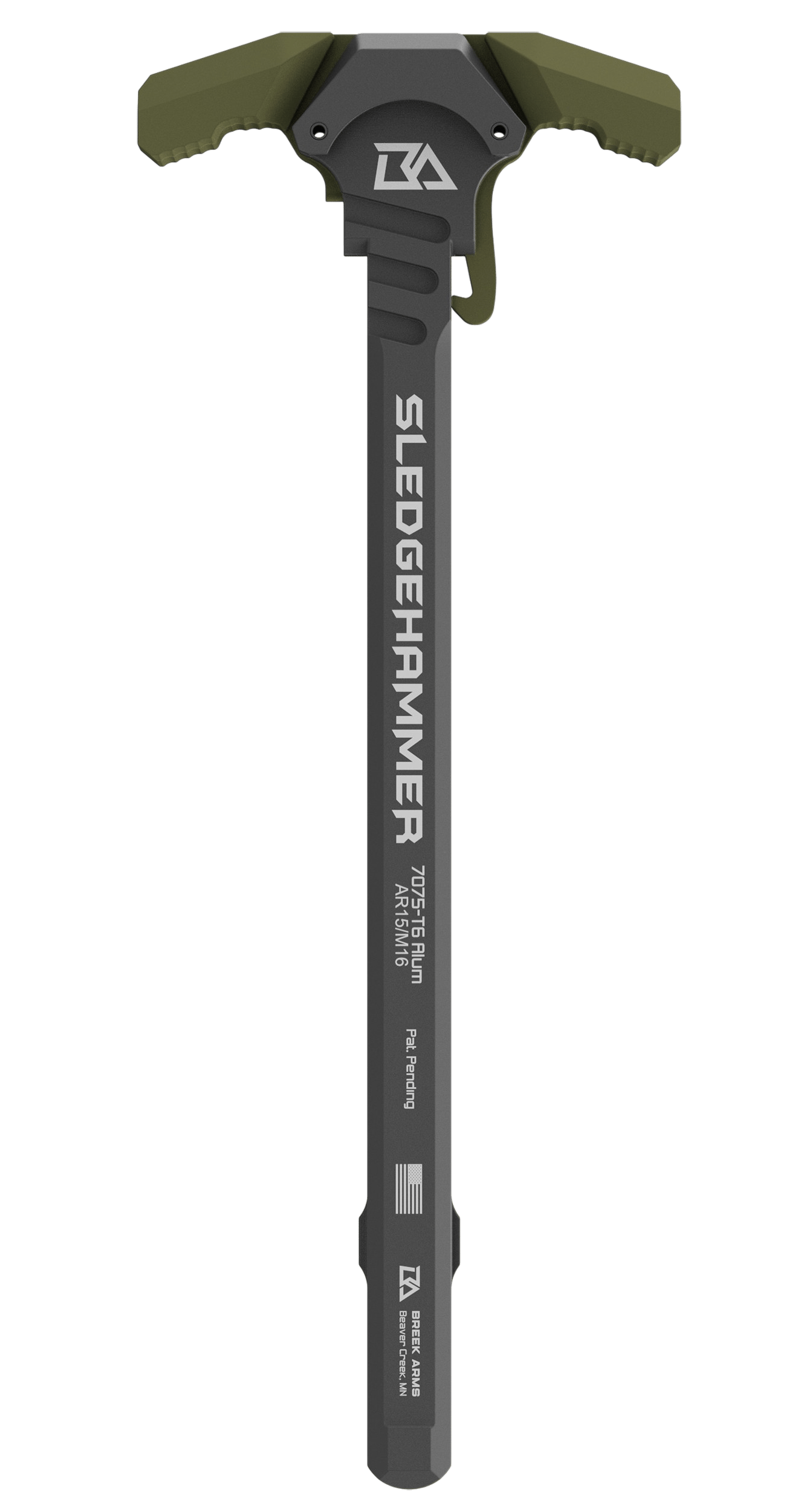 Breek Arms BRK6015RGREEN Sledgehammer Charging Handle Mil Spec AR15/M16 Rifles OD Green Aluminum