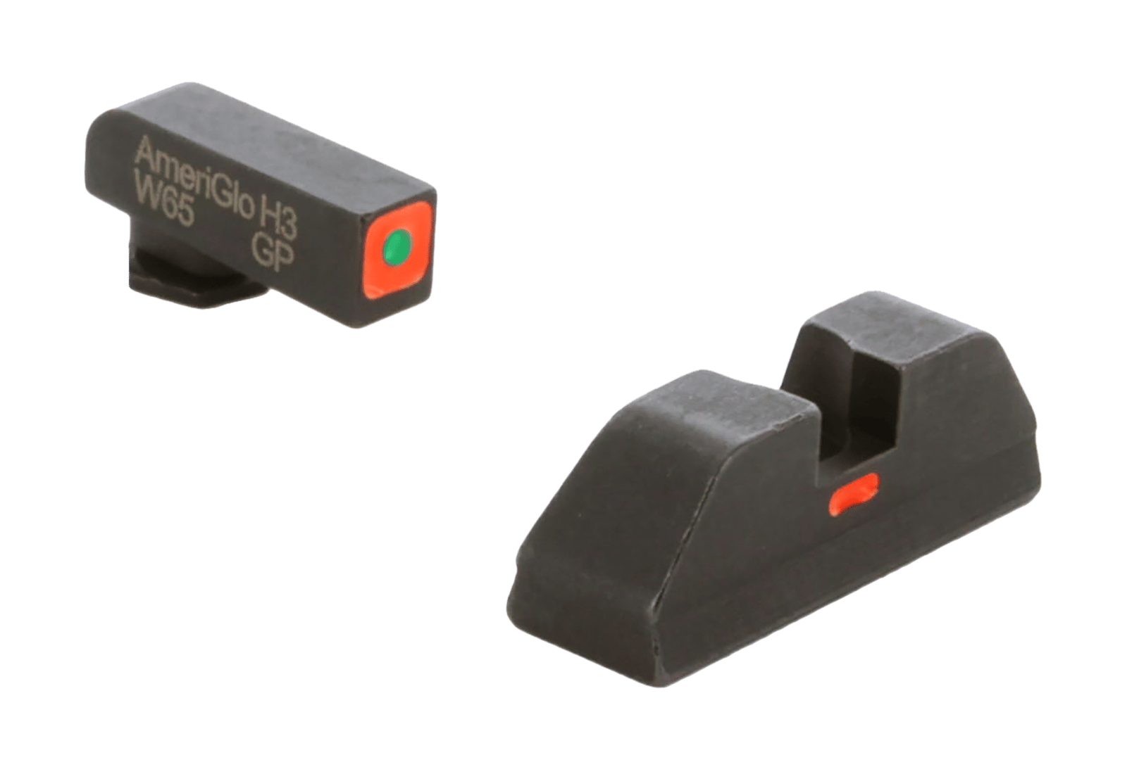 AmeriGlo GL616 CAP Sight Set for Glock  Green Tritium Orange Outline Front Sight Orange-Bar Rear Sight