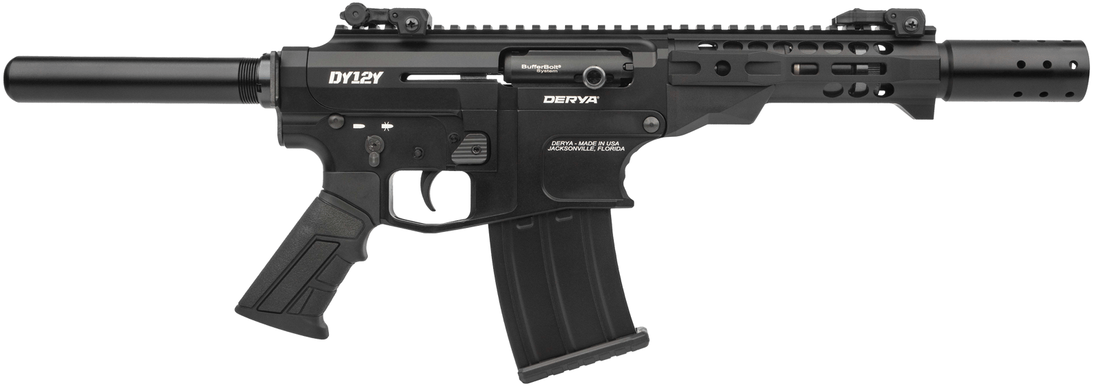 Derya Firearms DY12Y11US Namlu DY12 12 Gauge Semi-Auto 3" 5+1 11" Black Melotine Threaded Barrel, Black Anodized Aluminum Receiver w/Picatinny Rail, Black Adjustable Polymer Stock & Pistol Grip