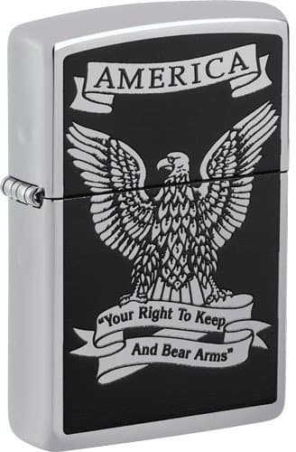 ZIPPO WINDPROOF LIGHTER EAGLE RIGHT TO BEAR ARMS