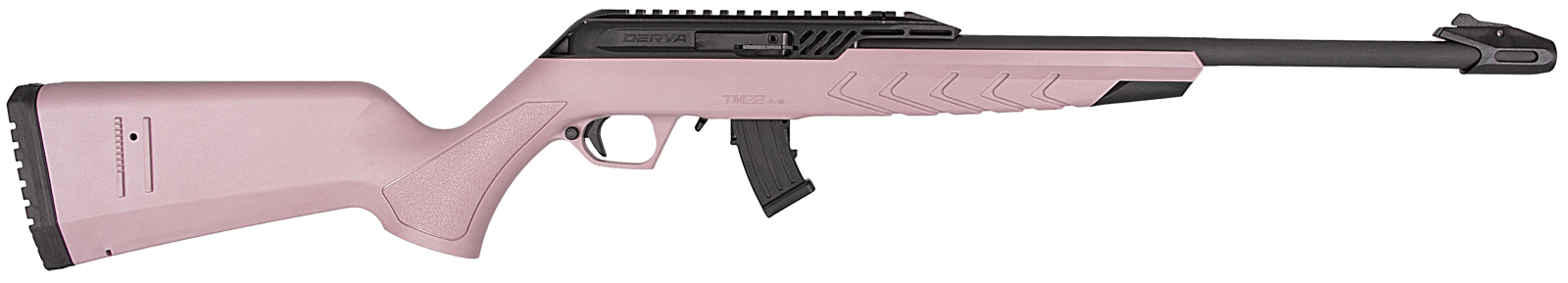 Derya Firearms TM22.STAN.PINK.18 TM22 Standard Full Size 22 LR 10+1 18" Black Target Barrel, Black Anodized Aluminum Receiver w/Picatinny Rail, Pink Adjustable Polymer Stock