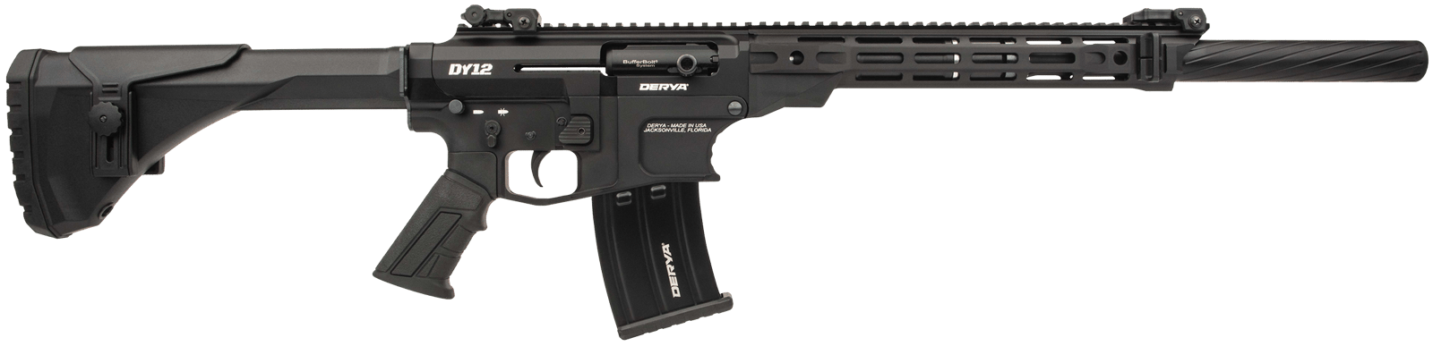 Derya Firearms DY1220CAUS  DY12 12 Gauge Semi-Auto 5+1 20" Threaded Barrel 7075-T6 Aluminum Receiver Mil-Spec Pistol Grip