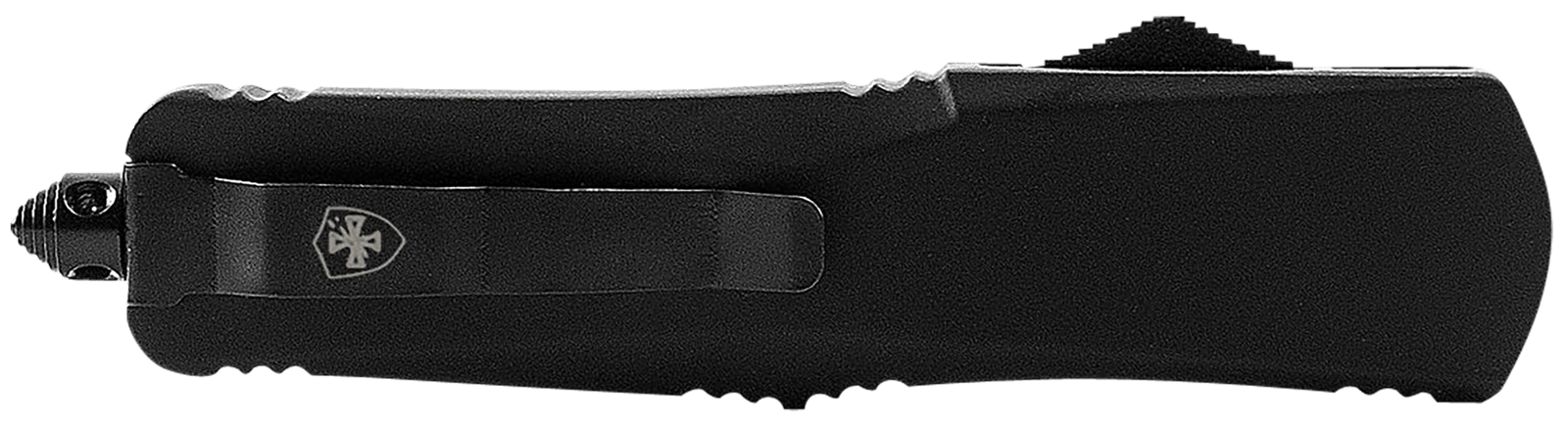 Templar Knife LBR231 Gen II  Large 3.50" OTF Tanto Plain Black Oxide Stonewashed 440C SS Blade,, 5.25" Black Aluminum/Rubber Handle, Glass Breaker