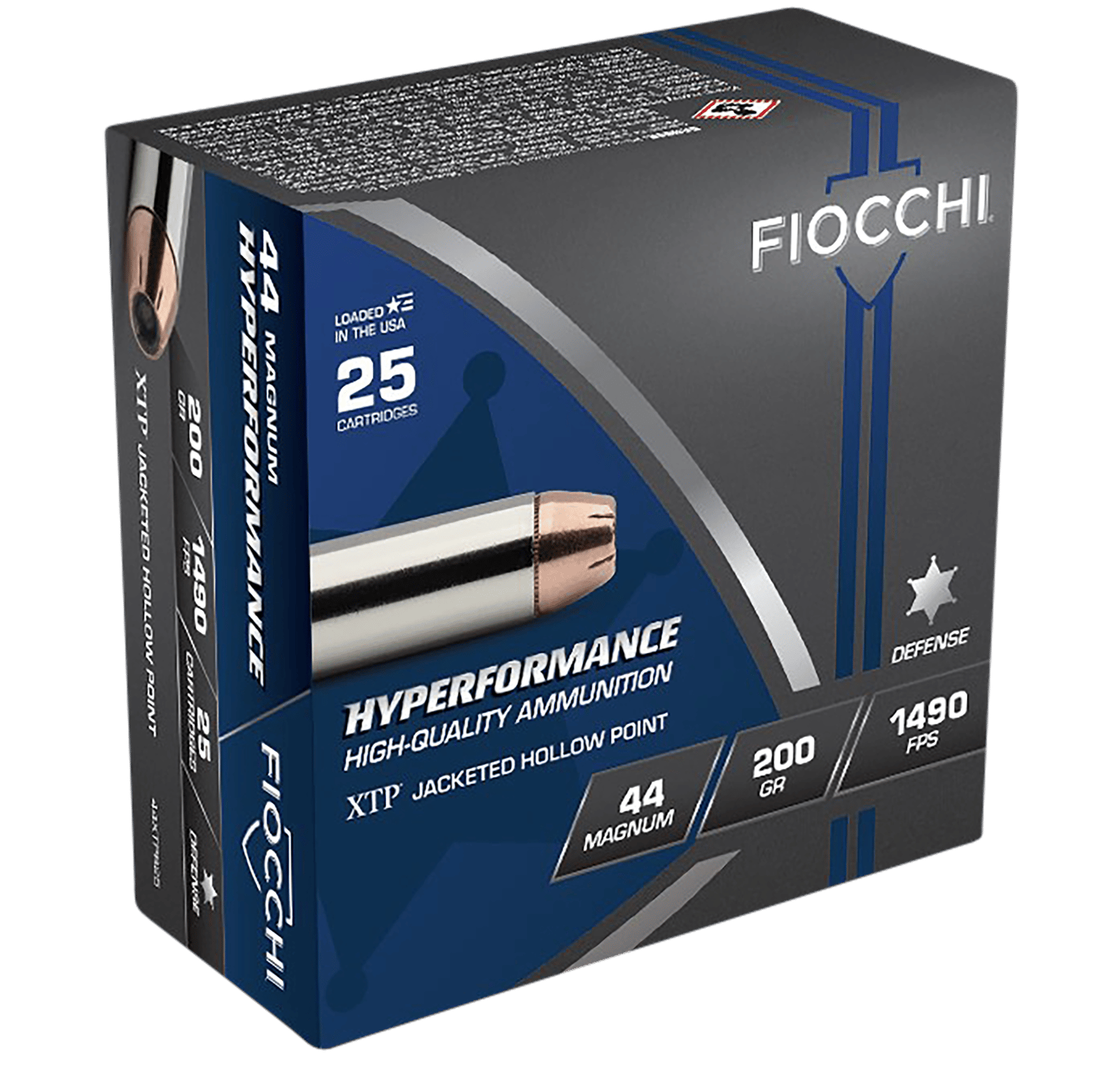 Fiocchi 44XTPB25 Hyperformance  44RemMag 200gr Hornady XTP Hollow Point 25 Per Box/20 Case