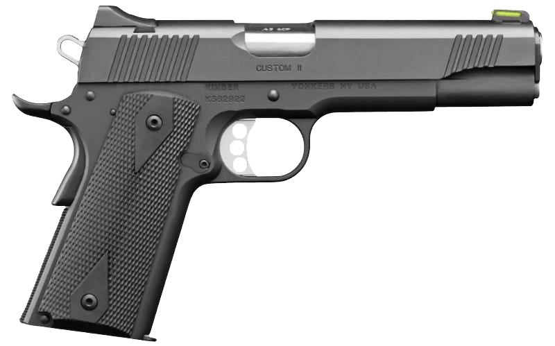 Kimber Mfg, Inc 3700549 Custom II  Full Size Frame 45 ACP 8+1 5" Stainless Match Grade Barrel, Matte Black Serrated Stainless Steel Slide, Matte Black Steel Frame w/Beavertail, Black Hogue Rubber Grip