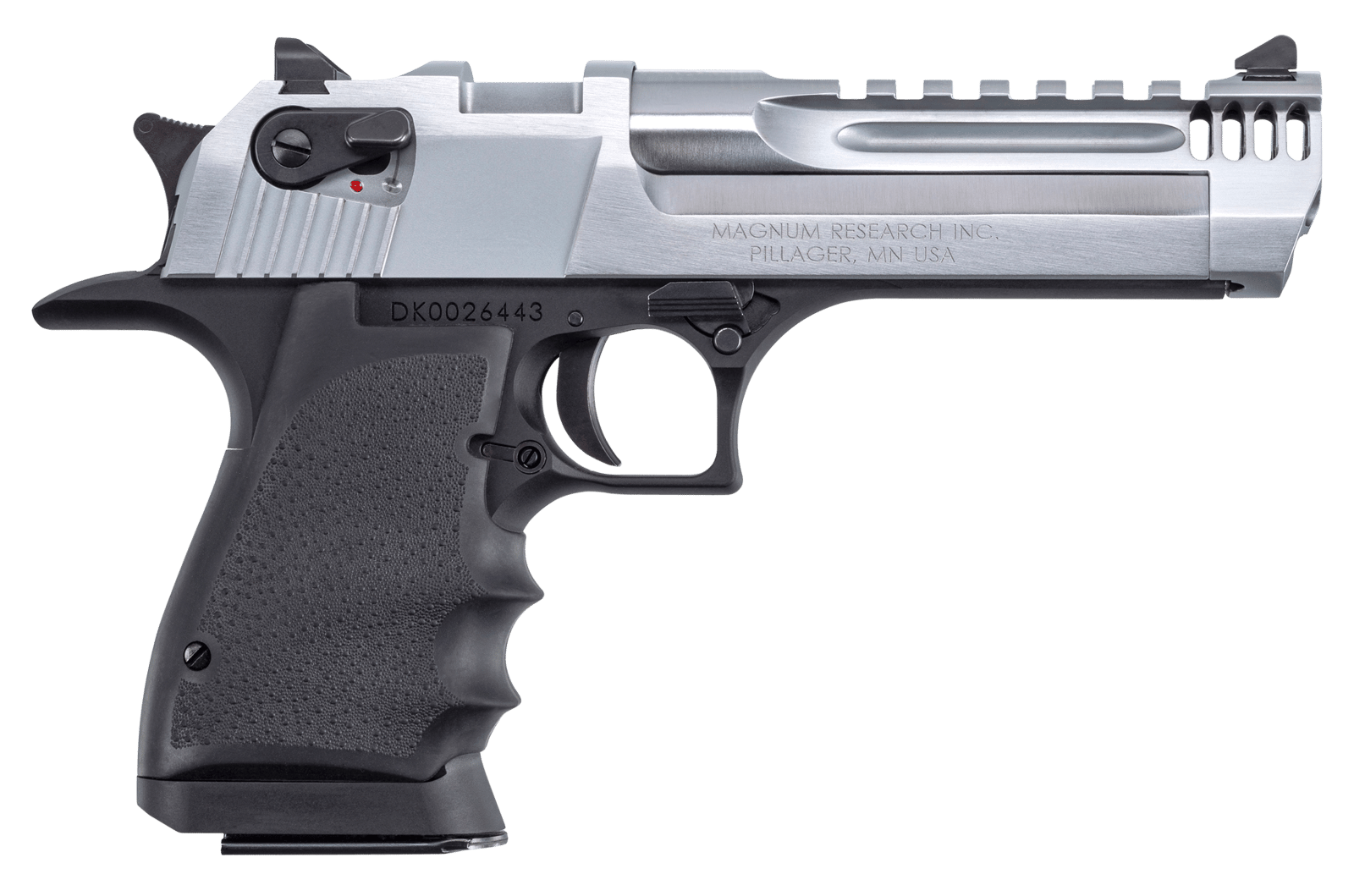 Magnum Research DE44L5BC Desert Eagle L5 44 Rem Mag 5" with Muzzle Brake 8+1 Black Hardcoat Anodized Aluminum Brushed Chrome Carbon Steel Slide Black Hogue Wraparound Rubber Grip