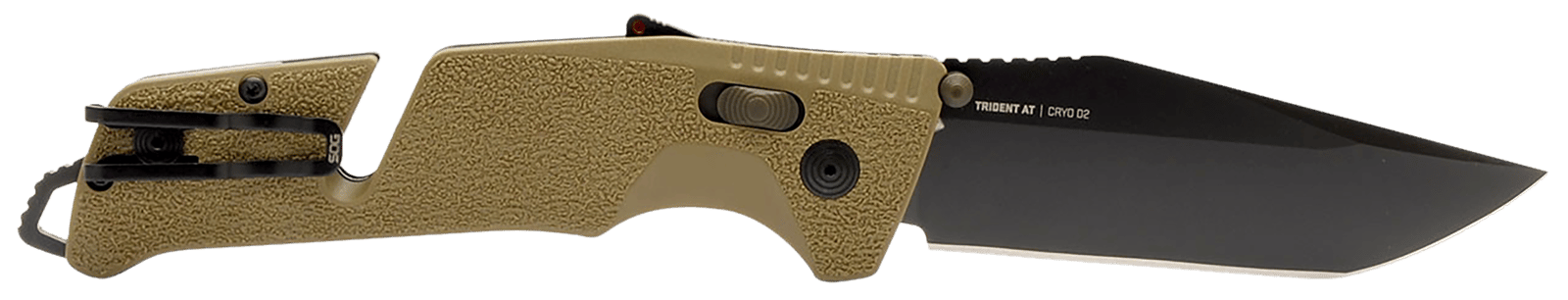 S.O.G SOG11121241 Trident AT 3.70" Folding Tanto Plain Black TiNi Cryo D2 Steel Blade, Flat Dark Earth Textured GRN Handle, Peg Box Pkg