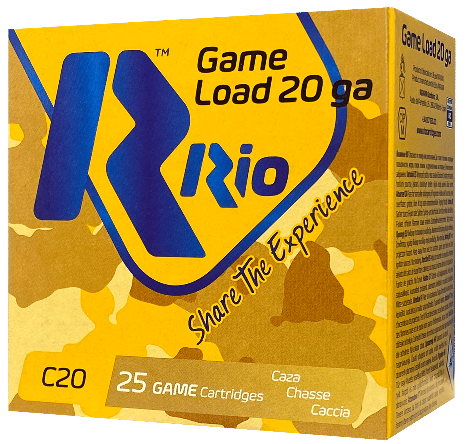 Rio Ammunition RC206 Game Load  20Gauge 2.75" 1oz 6Shot 25 Per Box/10 Case