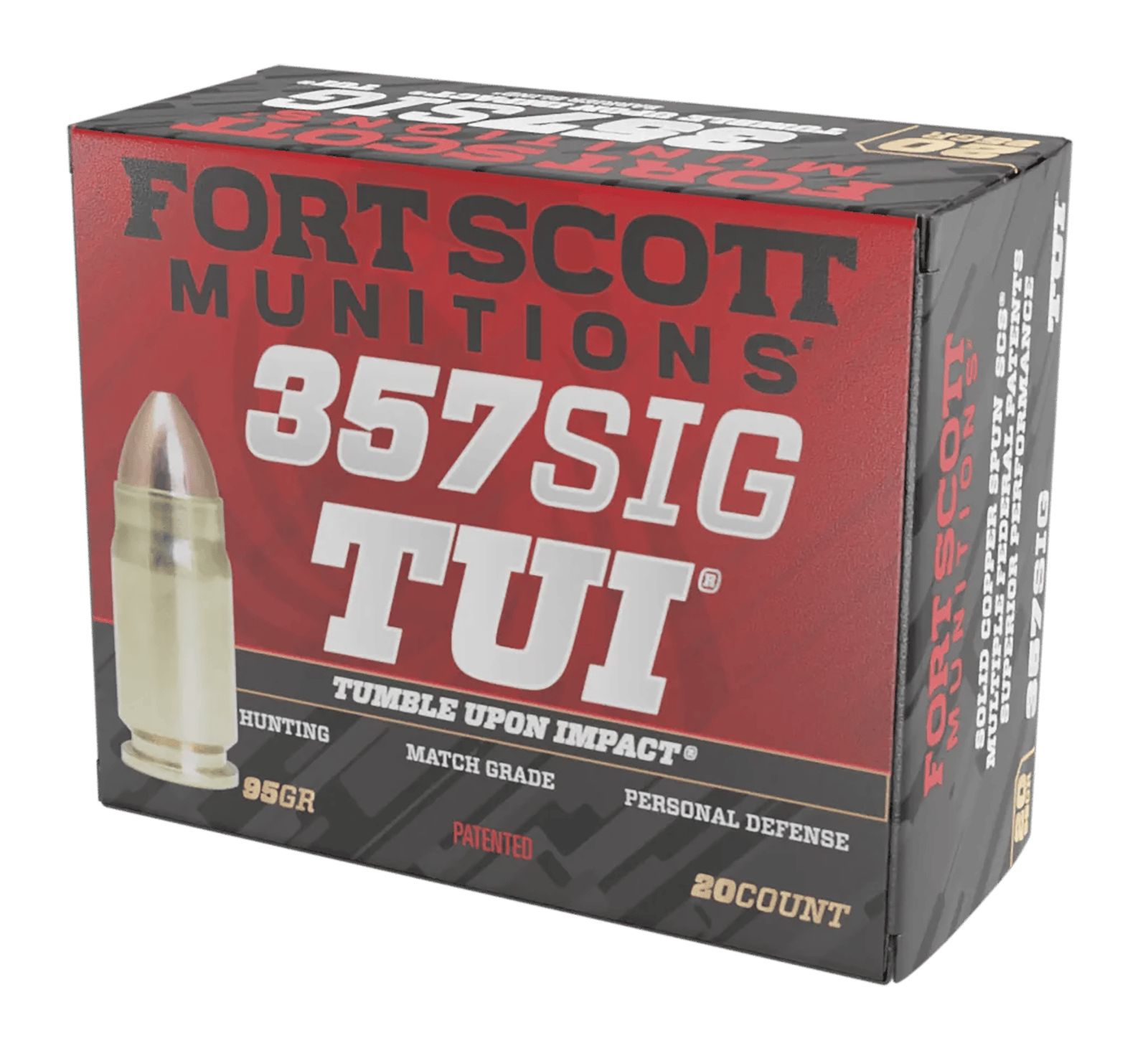Fort Scott Munitions 357SIG095SCV Tumble Upon Impact (TUI)  357Sig 95gr Solid Copper Spun 20 Per Box/25 Case