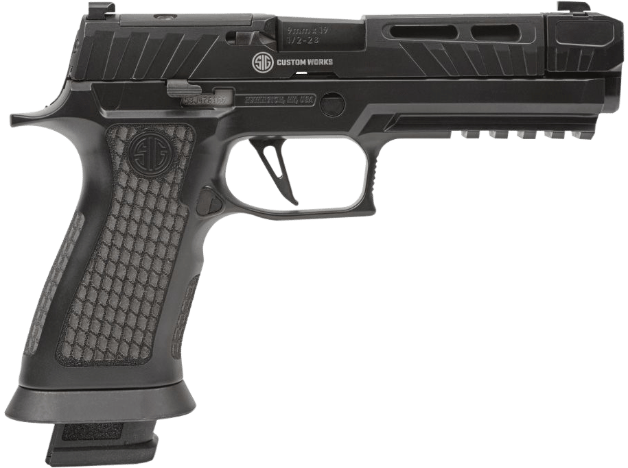 Sig Sauer P320V004 P320  9mm Luger 21+1 4.60" Black Steel Threaded Barrel, Black Cerakote Optic Cut/Serrated Slide, Black Laser Engraved XSeries Grips
