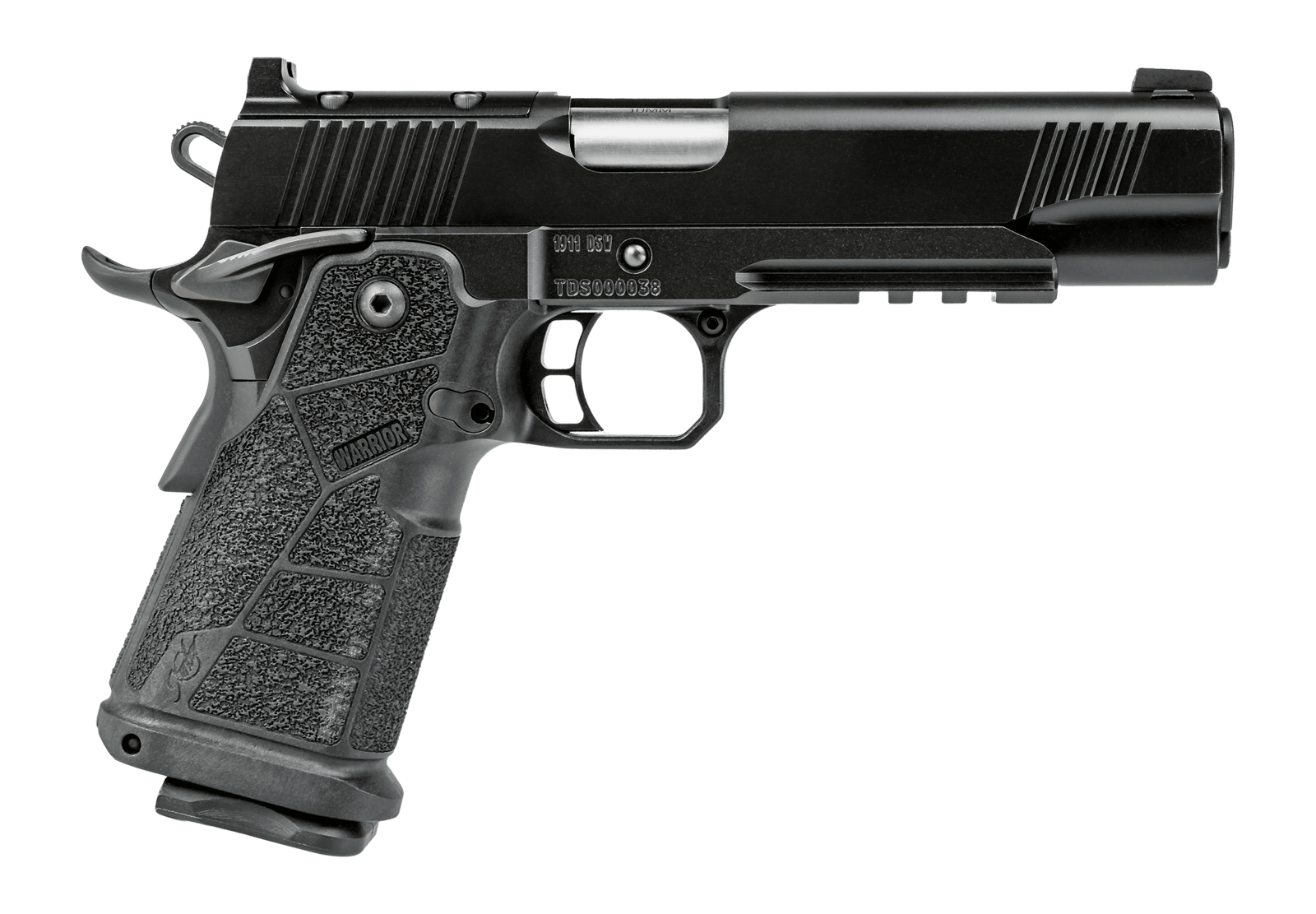 Kimber Mfg, Inc 3600300 DS Warrior  45 ACP 13+1 5" Matte Stainless Barrel, KimPro Black Optic Cut/Serrated Slide, Black Stainless Steel Frame w/Beavertail & Picatinny Rail, Black Carbon Fiber Grip, Am