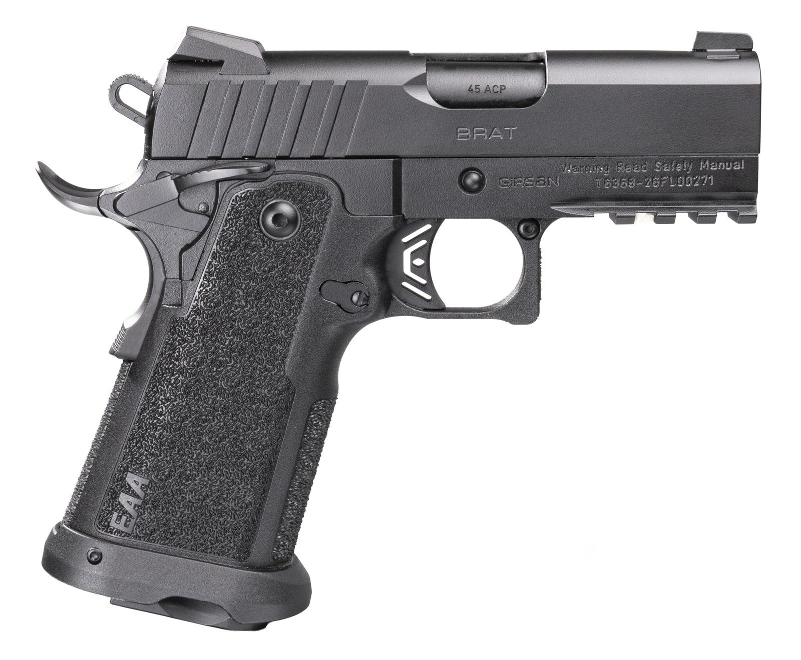 Girsan 395055 Witness2311  45 ACP 11+1 3.40" Black Steel Barrel, Black Serrated Steel Slide, Black Polymer Frame w/Beavertail & Picatinny Rail, Black Checkered Polymer Grip, Ambidextrous