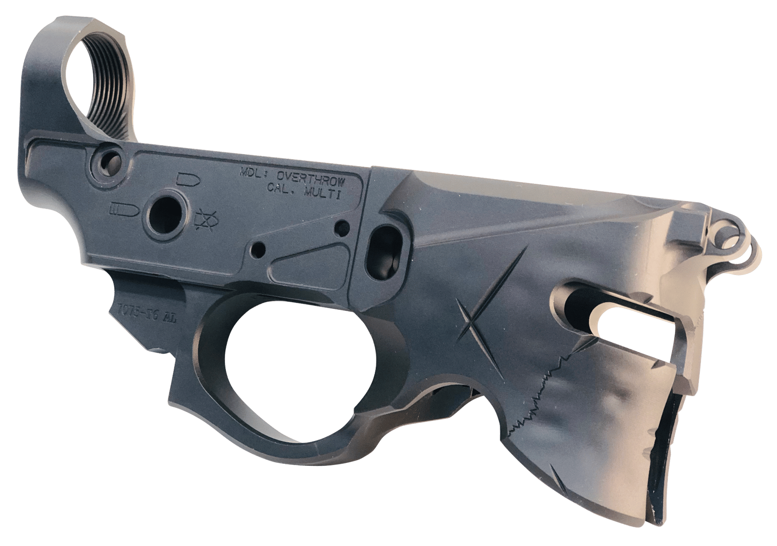 Sharps Bros SBLR07 Overthrow Stripped Lower Multi-Caliber Black Anodized Finish 7075-T6 Aluminum Compatible w/Mil-Spec Ar-15 Internal Parts