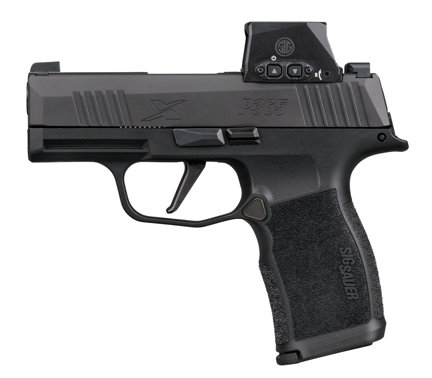 Sig Sauer 365X9BXR3RXSL10 P365X w/Optic Micro-Compact 9mm Luger 10+1 3.10" Black Barrel, Black Nitron Stainless Steel Serrated w/Sig ROMEO-X SIG-LOC Reflex Sight, Black Stainless Steel Frame w/Accesso