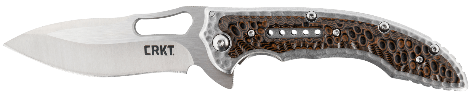 CRKT 5470 Fossil  3.96" Folding Drop Point Plain Satin 8Cr13MoV SS Blade/ Brown G10/SS Handle Includes Pocket Clip