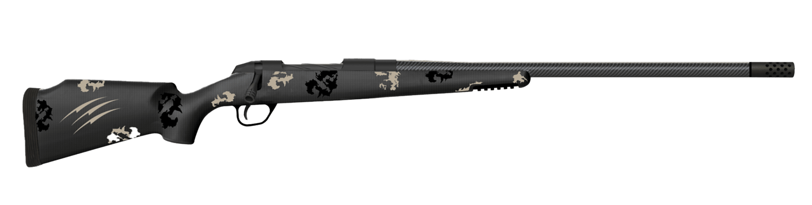 Fierce Firearms FCTRG6MMCM24BBO CT Rage  6mm Creedmoor 4+1 24" Carbon Fiber C3 Carbon Fiber Barrel Black Cerakote Titanium Blackout Camo Fixed Fierce Tech C3 Stock Right Hand
