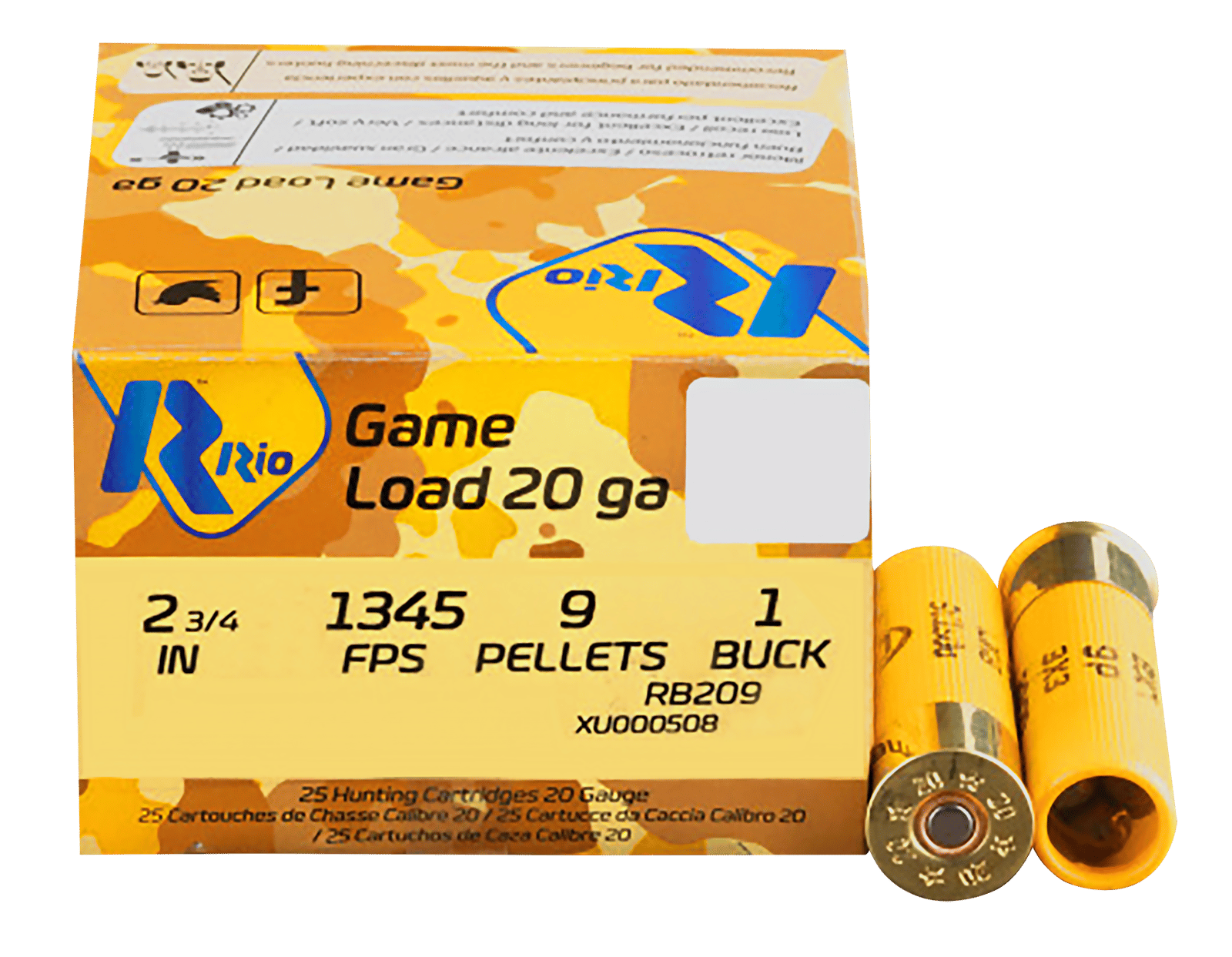 Rio Ammunition RB209 Royal Buck  20Gauge 2.75" 1 1/8oz 1Buck Shot 25 Per Box/10 Case