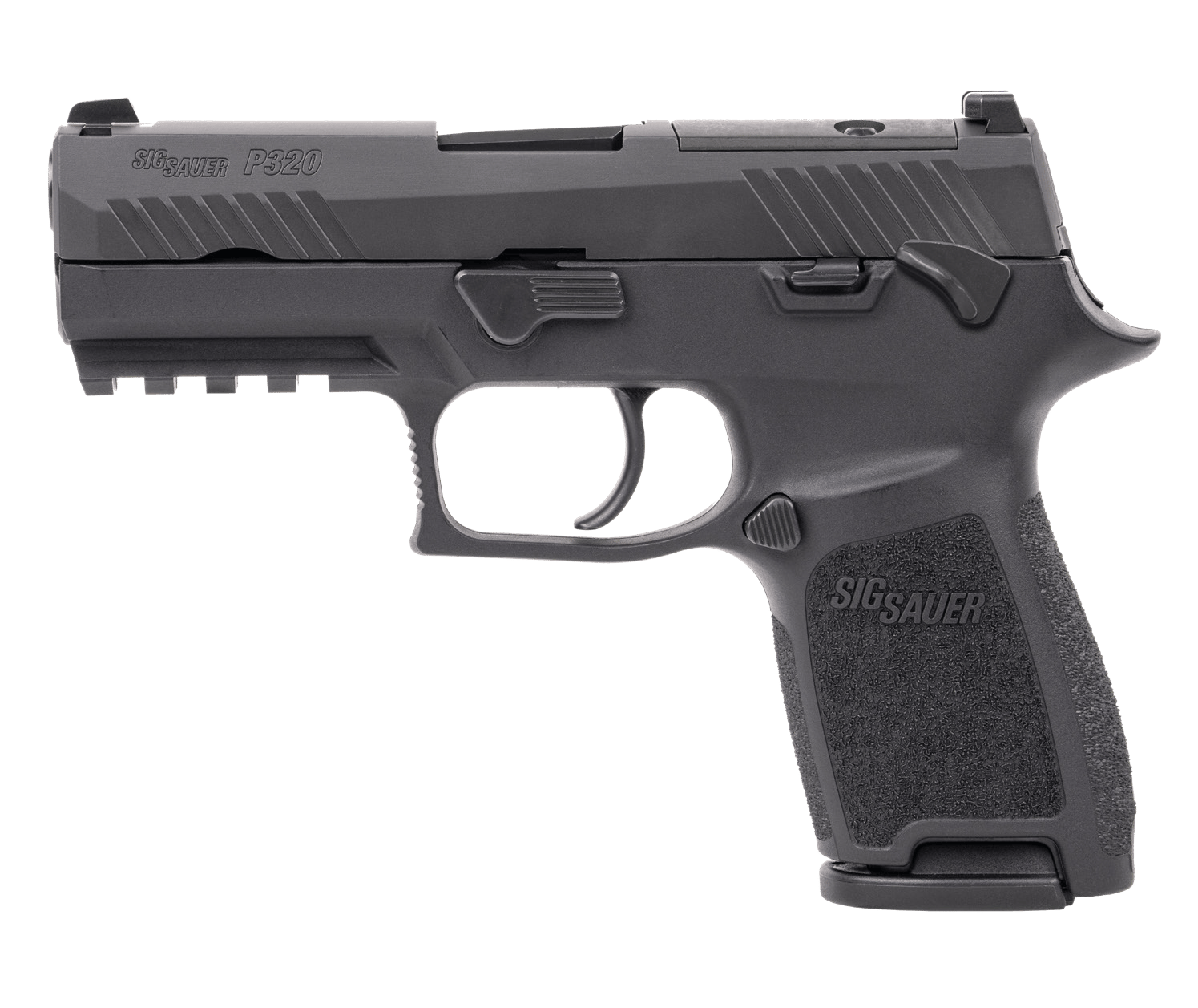 Sig Sauer 320C9BSSPMSMA P320 *MA Compliant Compact 9mm Luger 10+1 3.90" Black DLC Barrel, Black Nitron Stainless Steel Optic Ready/Serrated Slide, Black Stainless Steel Frame w/Picatinny Rail, Texture