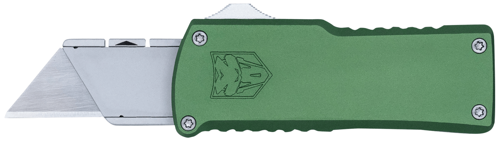 CobraTec Knives CTOTFUTODG Utility  OTF Plain Aluminum Blade, 3.38" OD Green Aluminum Handle