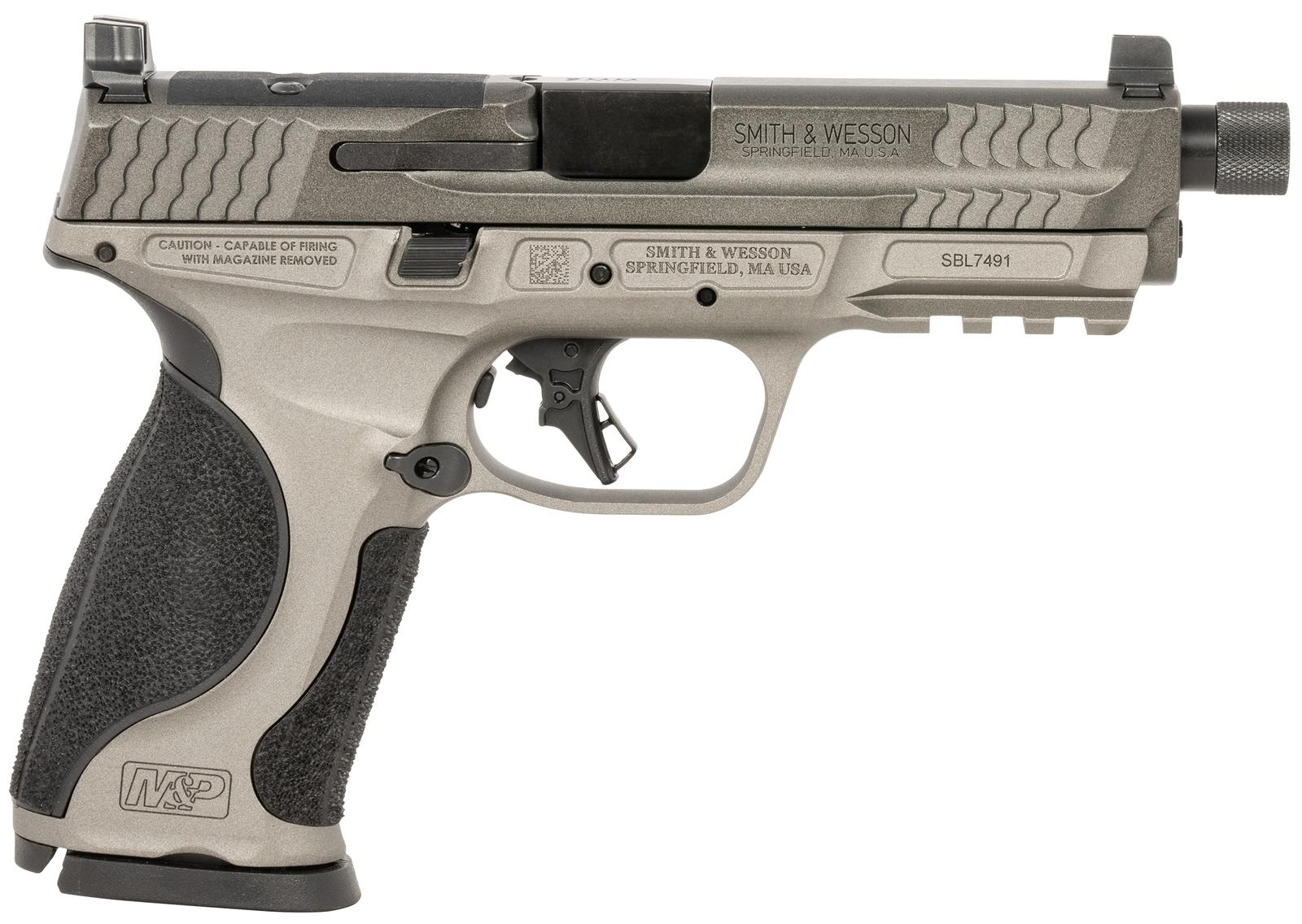 Smith & Wesson 14162 M&P M2.0  Full Size Frame 9mm Luger 17+1, 4.63" Black Threaded Barrel, Gray Optic Cut/Serrated Steel Slide, Gray Aluminum Frame w/Picatinny Rail, Black Polymer Grip