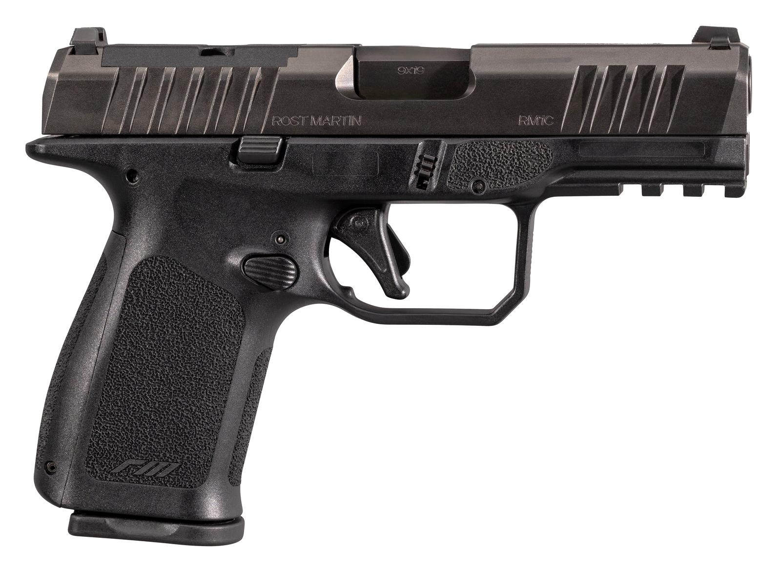 Rost Martin RM1CBLKOSP10CA RM1C *CA Compliant 9mm Luger 10+1 4" Black Compensated Match Grade Barrel, Black Tenifer Optic Ready/Serrated Steel Slide, Black Textured Grip
