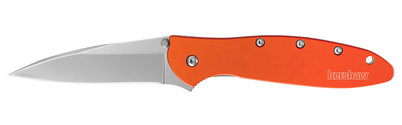 Kershaw 1660OR Leek  3" Folding Drop Point Plain Bead Blasted 14C28N Steel Blade Orange Anodized Aluminum Handle Includes Pocket Clip