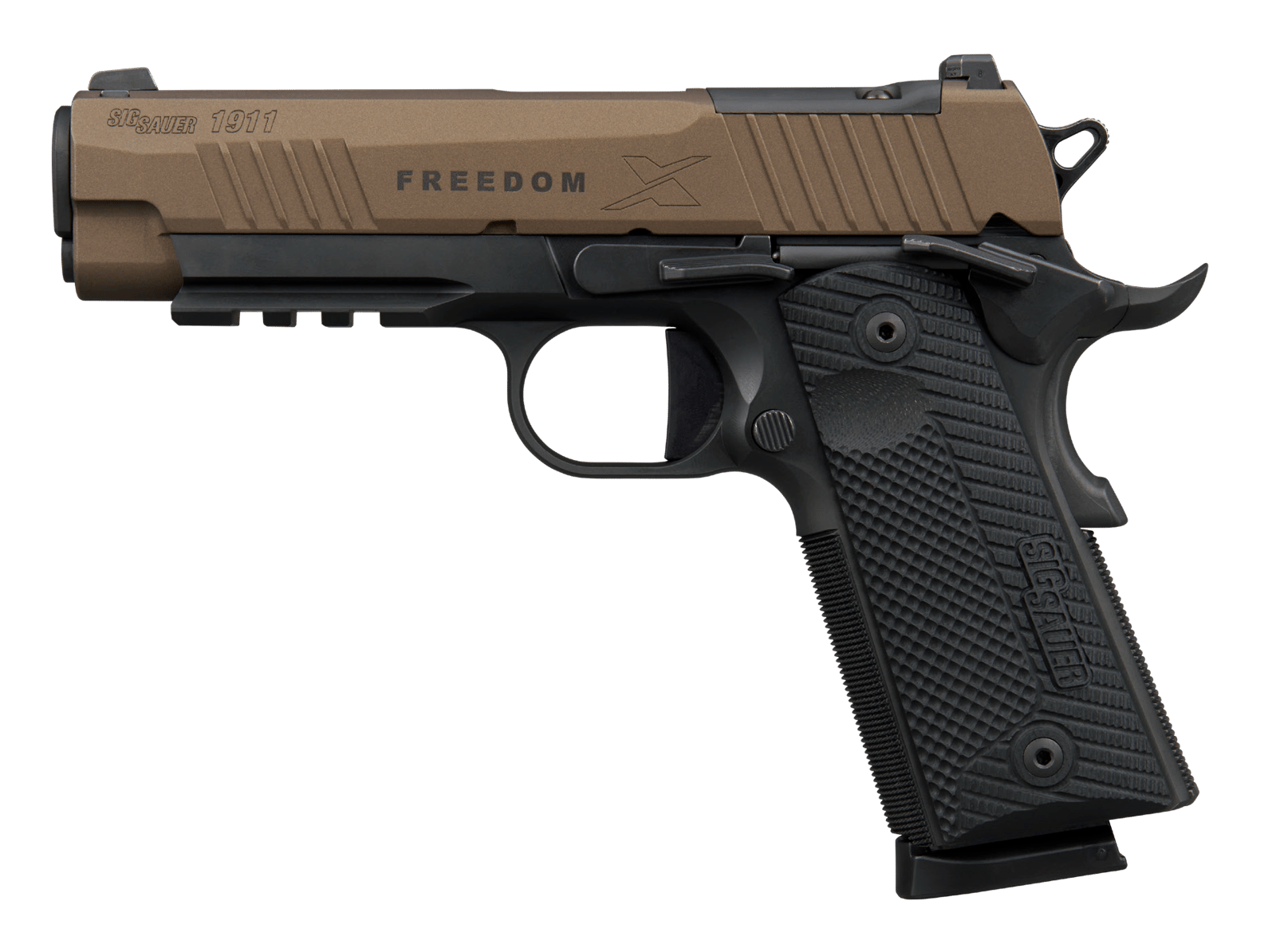 Sig Sauer 1911XCA45FBZXR3P 1911 XSeries Carry 45 ACP 8+1 4.20" Bronze Cerakote w/Freedom Engraving Stainless Steel Optic Ready/Serrated Slide, Matte Black DLC Stainless Steel Frame w/Beavertail & Pica