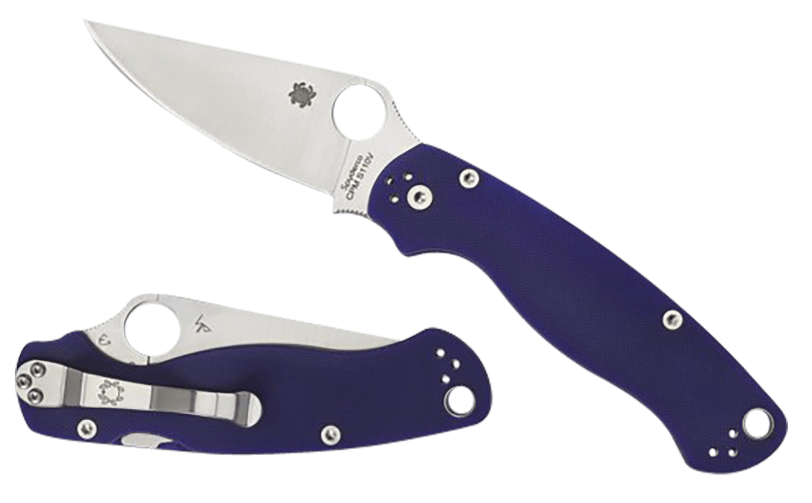 Spyderco C81GPDBL2 Para Military 2  3.42" Folding Plain Satin CPM S110V Blade/Dark Blue Textured G10 Handle Includes Pocket Clip