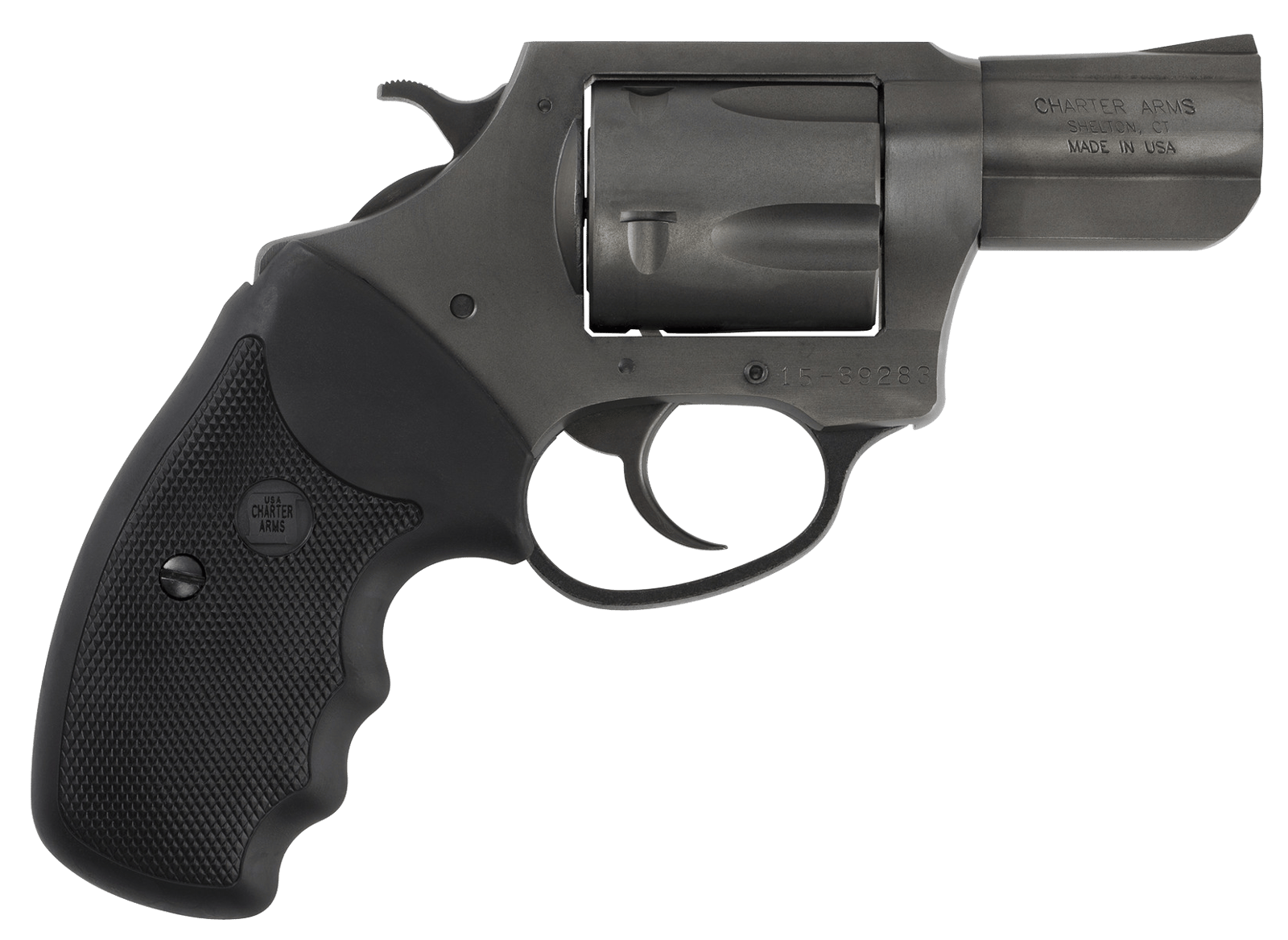 Charter Arms 64420 Bulldog  Large 44 S&W Spl 5 Shot, 2.50" Black Nitride Steel Barrel, Cylinder & Frame w/Black Finger Grooved Rubber Grip, Exposed Hammer