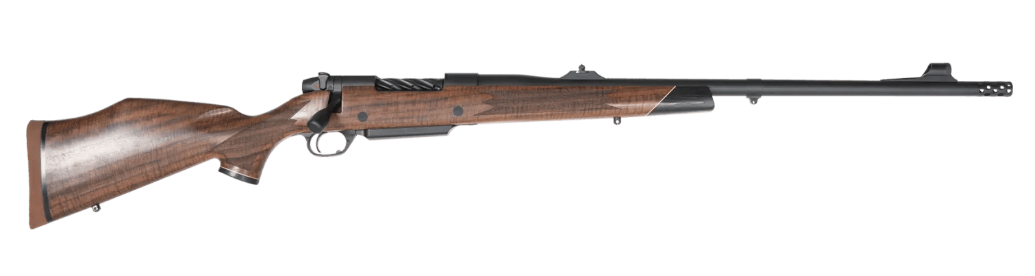 Weatherby MFT01N375HR6B Mark V Frontier Full Size 375 H&H Mag 3+1 24" + 2" Graphite Black Cerakote Threaded Barrel, Graphite Black Cerakote Steel Drilled & Tapped Receiver, Oiled Walnut Monte Carlo St