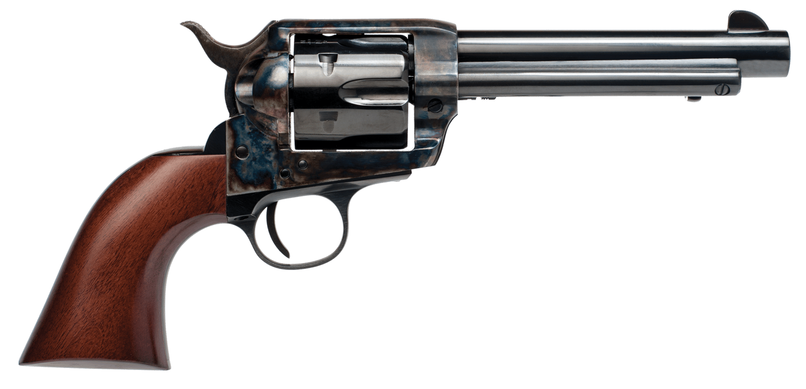 Cimarron PP411 Frontier Pre-War 1896-1940 45 Colt (LC) 6 Shot, 5.50" Blued Steel Barrel, Blued Cylinder, Color Case Hardened Steel Frame, Walnut Grip, Exposed Hammer
