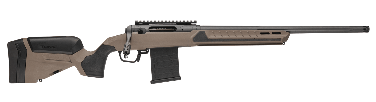 Savage Arms 32666 110 Core Tactical 5.56 NATO 10+1 18" Medium Heavy Fluted Barrel, Arca Rail Forend, Coyote Tan AccuStock w/AccuFit V2 Synthetic Stock, Right Hand