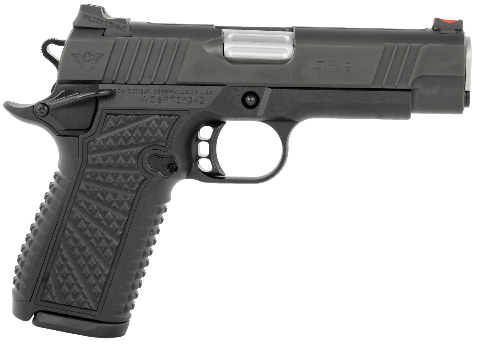 Wilson Combat SFT9CM42A SFT9  9mm Luger 15+1 (2) 4.25" Stainless, Black, Beavertail Frame, Integrated Grips, Fiber Optic Sights, Ambi Safety