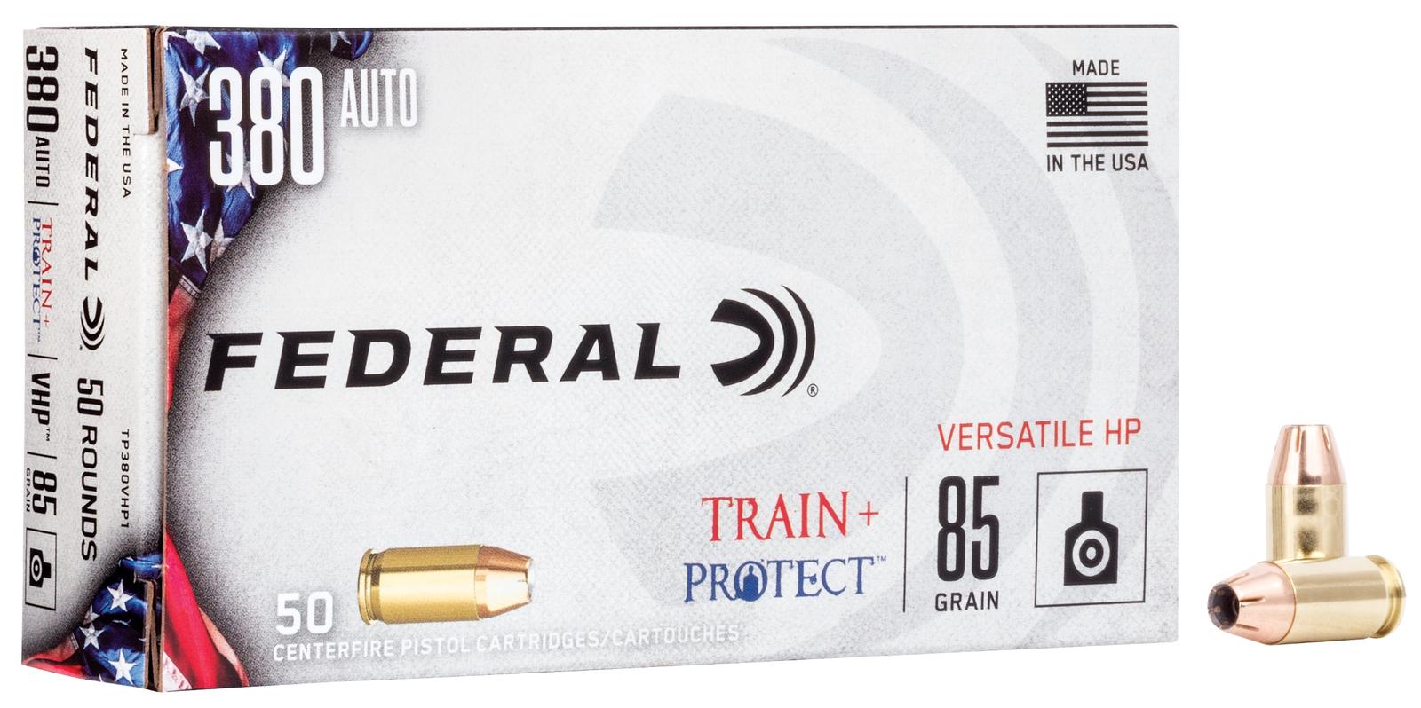 Federal TP380VHP1 Train + Protect  380ACP 85gr Versatile Hollow Point 50 Per Box/10 Case