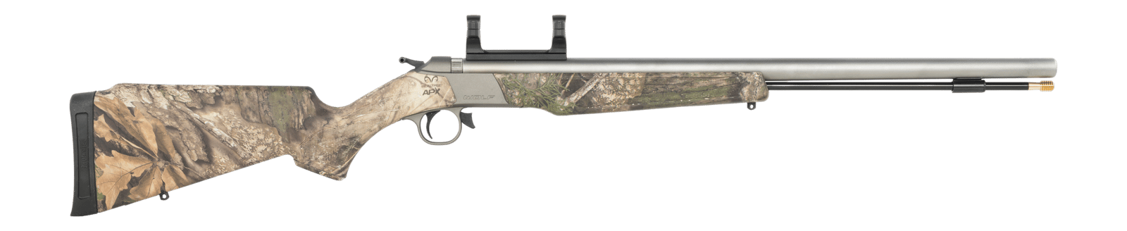 CVA PR2120SM Wolf  50 Cal 24" Blued Single Shot Barrel, Blued Drilled & Tapped Steel Receiver, Adjustable Stealth Gray Synthetic Stock