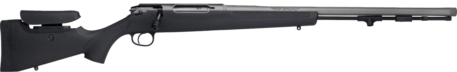 Traditions CR94660440 NitroBolt  50 Cal 24" Tungsten Cerakote Fluted Threaded Barrel, Adj Cheek Piece & LOP Black Synthetic Stock
