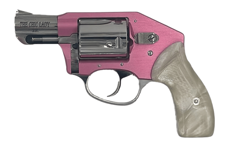 Charter Arms 53852 Chic Lady Off Duty Small 38 Special, 5 Shot 2" High Polished Stainless Steel Barrel & Cylinder, Pink Aluminum Frame, Pearl Grip, Concealed Hammer