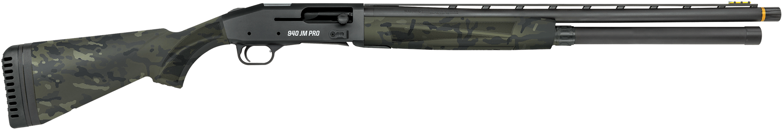 Mossberg 85166 940 Pro 12 Gauge 9+1 3" 24", Tungsten Gray Optic Cut Rec, Black Multicam Synthetic Furniture, Adj. Shim Stock, Gold Oversized Controls, HiViz Fiber Optic Sight, Ext. Chokes