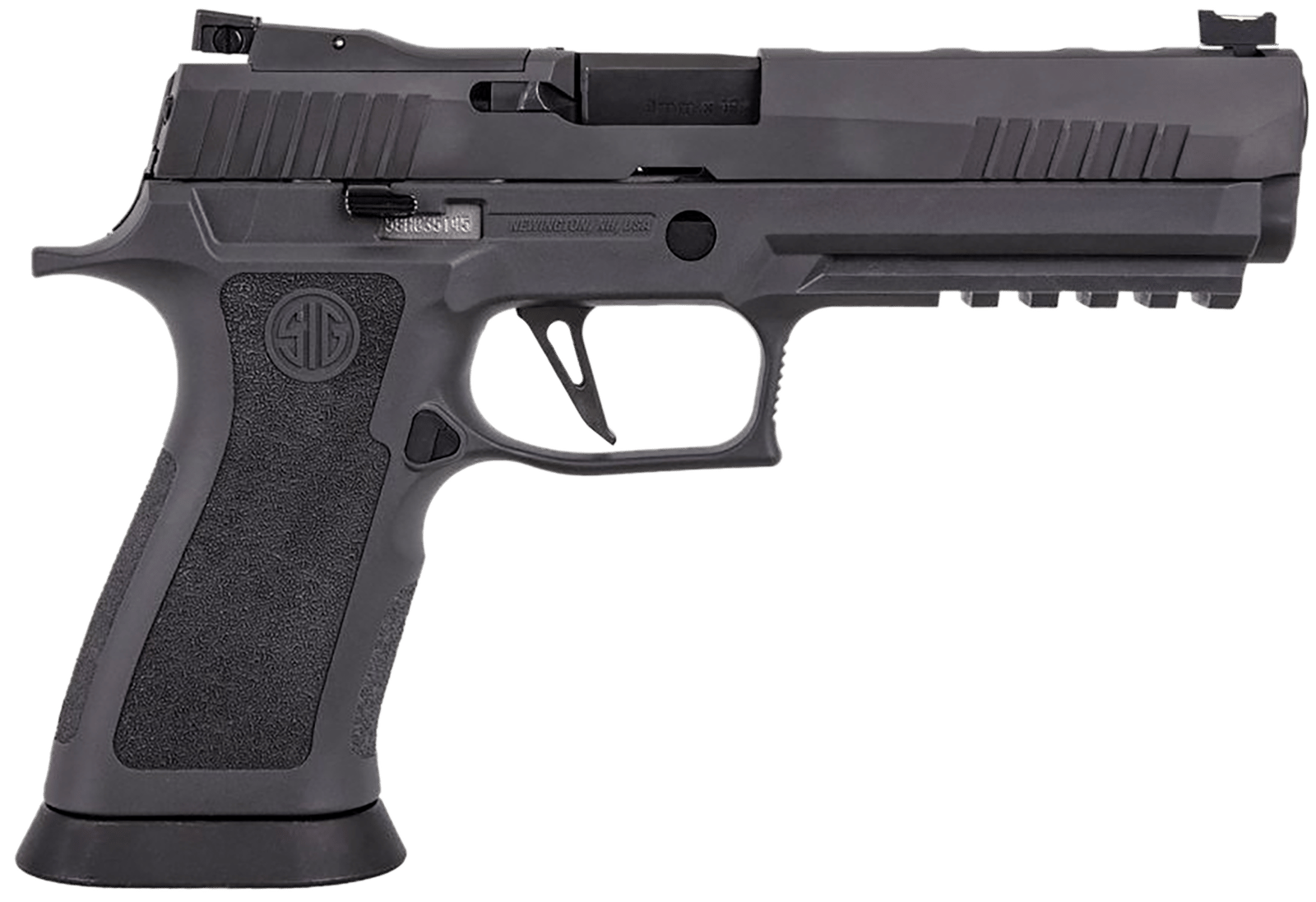 Sig Sauer 320X59LEGIONR2 P320 X-Five Legion 9mm Luger Caliber with 5" Barrel, 17+1 Capacity, Overall Legion Gray Cerakote Finish, Picatinny Rail Frame, Serrated Slide & Legion Gray TXG Grip