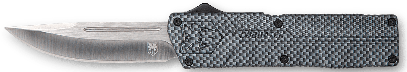 CobraTec Knives CFCTLWDNS Lightweight  3.25" OTF Drop Point Plain D2 Steel Blade/Carbon Fiber Aluminum Handle Includes Pocket Clip
