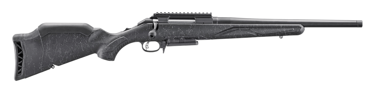 Ruger 56905 American II Patrol 300 Win Mag 3+1 20" Graphite Black Cerakote Threaded Bull Barrel & Alloy Steel Receiver w/Picatinny Rail, Black Splatter Adj LOP Synthetic Stock