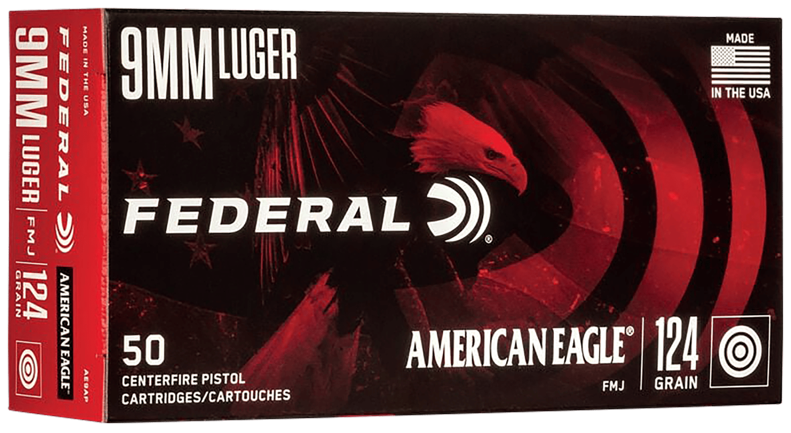 Federal AE9AP American Eagle Handgun 9mmLuger 124gr Full Metal Jacket 50 Per Box/20 Case