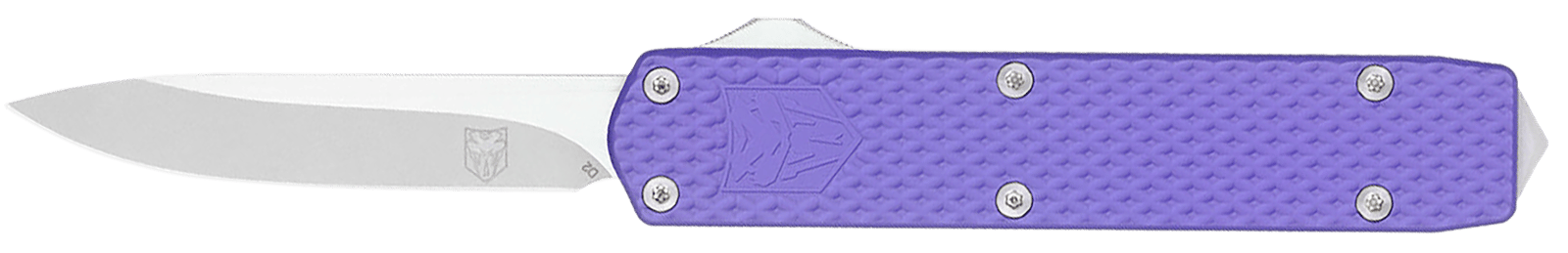 CobraTec Knives MNPURMGEN2DNS Mini Mamba Gen II 2.25" OTF Plain Stonewashed D2 Steel Blade, 3.38" Purple Textured Anodized Aluminum Handle, Features Glass Breaker, Includes Pocket Clip
