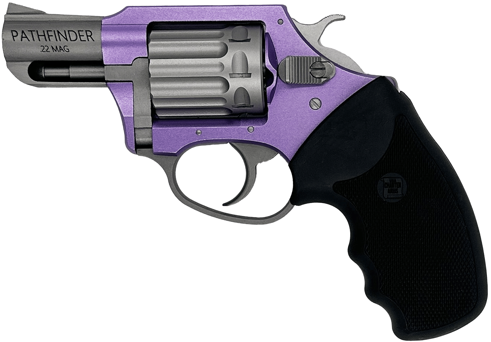 Charter Arms 52340 Pathfinder Lavender Lady Small Frame 22 WMR 8rd 2" Stainless Steel Barrel, Lavender Aluminum Frame, Stainless Cylinder, Black Finger Grooved Rubber Grip, Exposed Hammer
