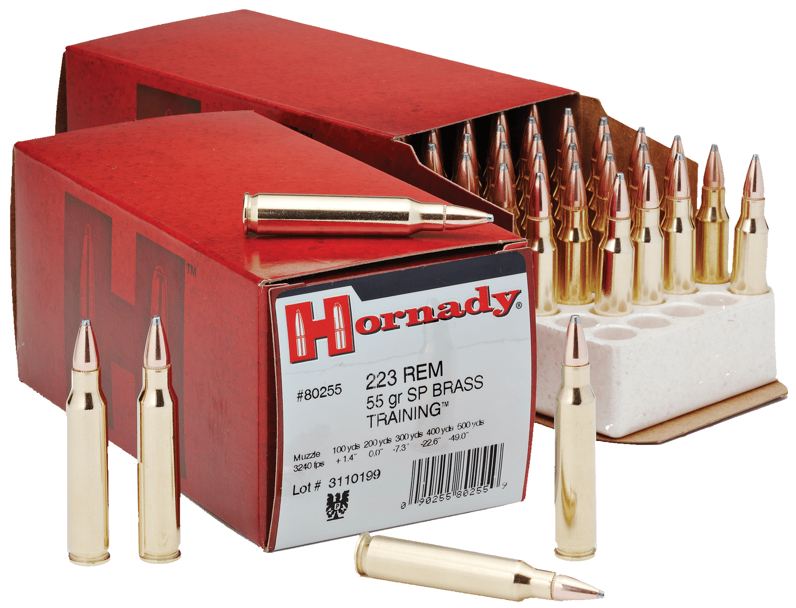 Hornady 80255 Custom  223Rem 55gr Spire Point 50 Per Box/10 Case