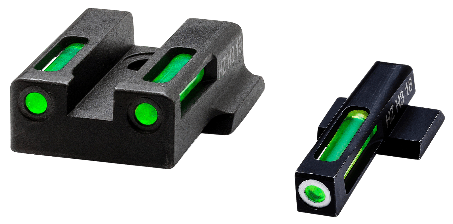 HiViz 9EZN321 LiteWave H3 Sight Set for S&W 9EZ Green Tritium White Outline Front Sight-Green Fiber Optic Rear Sight