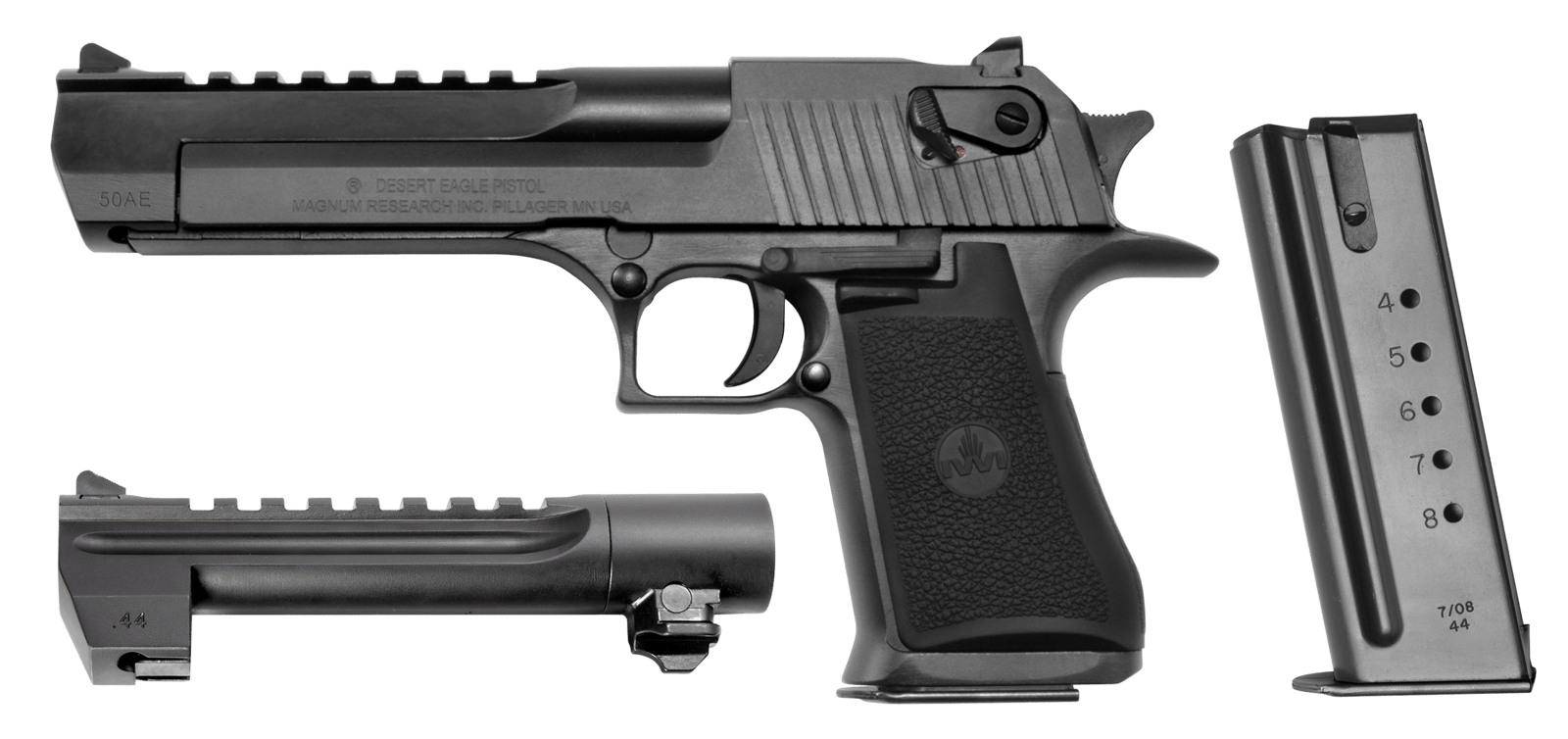 Magnum Research DE50WB6 Desert Eagle Mark XIX Conversion Combo 44 Rem Mag, 50 AE 6" 7+1, 8+1 Black Carbon Steel Frame & Slide Black Rubber Grip