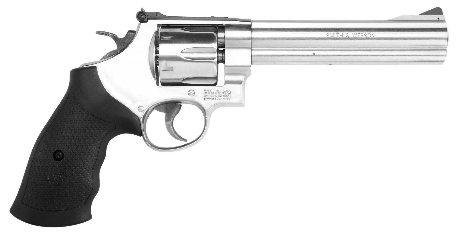 Smith & Wesson 12462 Model 610  N-Frame 10mm Auto/40 S&W 6 Shot 6.50" Stainless Steel Barrel, Cylinder & Frame, Black Finger Grooved Grip, Internal Lock Safety, Exposed Hammer
