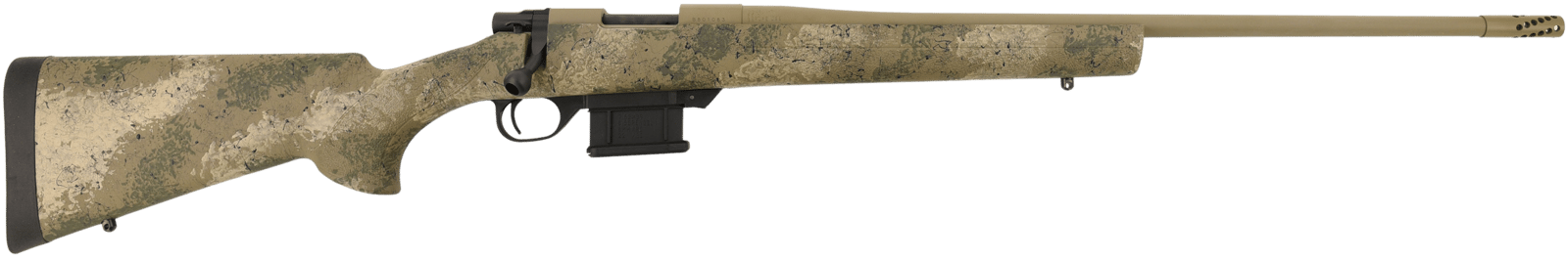 Howa HMFN6ARCPR 1500 Fence Line 6mm ARC 5+1 22" Burnt Bronze Cerakote Threaded Barrel, Burnt Bronze Cerakote Aluminum Drilled & Tapped Receiver, Prairie Reaper Camo Fixed Synthetic Stock, Right Hand