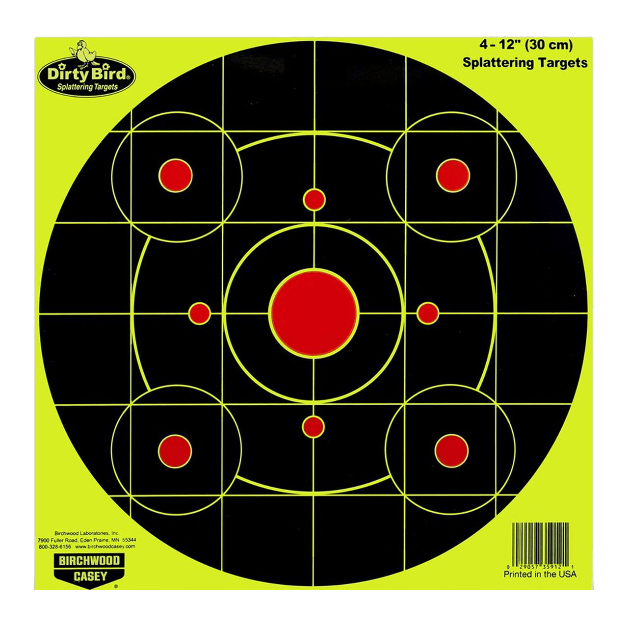 Birchwood Casey 35912 Dirty Bird Sight-In Circle Paper Hanging Pistol/Rifle 12" Black/Red 4 Per Pkg